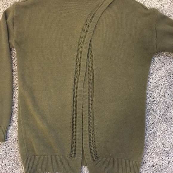 Harper Lane Sweater Olive Green Wrap Open Back XS - Picture 5 of 7